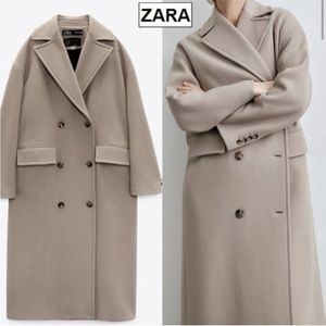 Zara oversized long wool coat xs